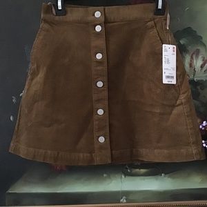 NWT Uniqlo Women Corduroy Mini Skirt Brown Size 0